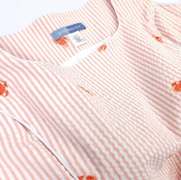 Bushwhacker Peach White Stripe Crab Seersucker Dress Sz 10 - Picture 11 of 14